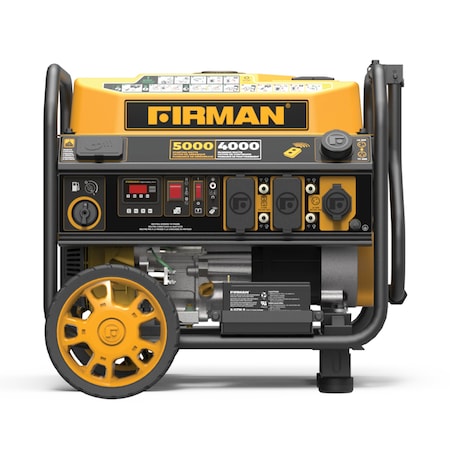 Firman Portable Generator, Gasoline, 5,000 W Rated, 4,000 W Surge, Electric, Recoil Start, 120V AC, 30/20 A P04001